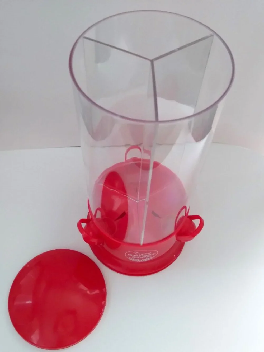 The Original Triple Candy Machine Dispenser, clear with three sections